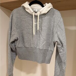 Nike Heather Gray and White Hoodie
